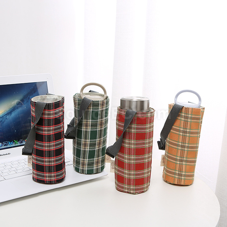 Customization Checkered Canvas Water Cup Bag Corporate Gifts