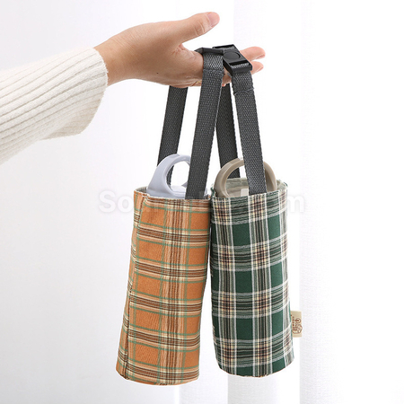 Customization Checkered Canvas Water Cup Bag Corporate Gifts