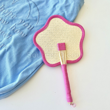 Customization Flower and Grass Weaving Fan Corporate Gifts