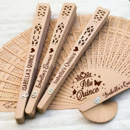 Customization Carved Fragrant Wood Folding Fan Corporate Gifts
