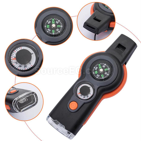 7-in-1 Survival Multifunctional Compass Outdoor Whistle