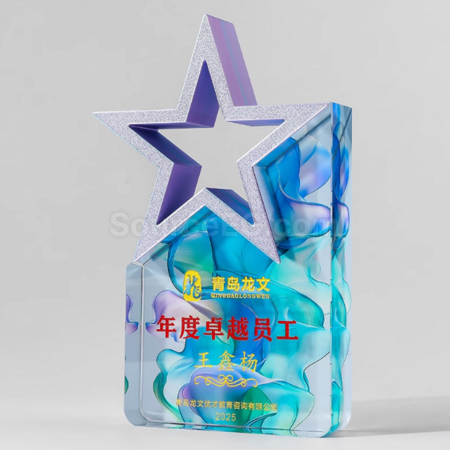 Customization Colorful Five-Star Crystal Trophy Corporate Gifts