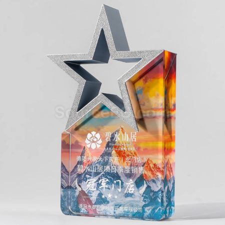 Customization Colorful Five-Star Crystal Trophy Corporate Gifts