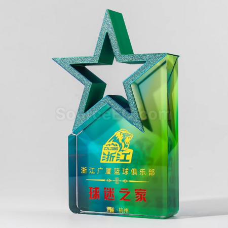 Customization Colorful Five-Star Crystal Trophy Corporate Gifts