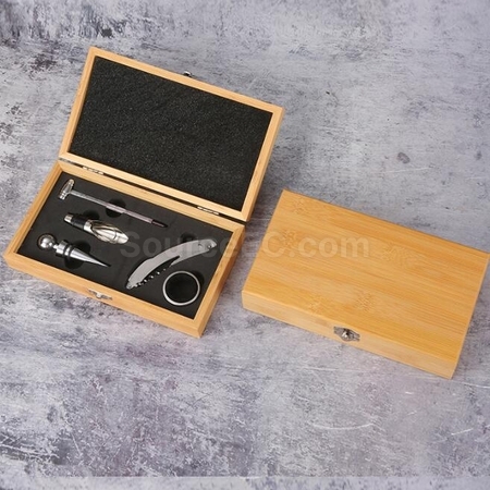Customization High-Grade Stainless Steel Bottle Opener Set With Bamboo Box Corporate Gifts