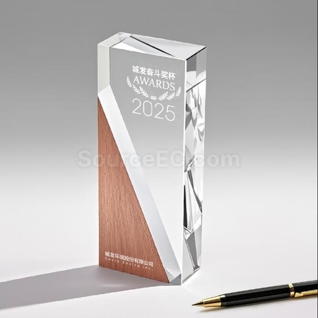 Customization Solid Wood Crystal Trophy Corporate Gifts
