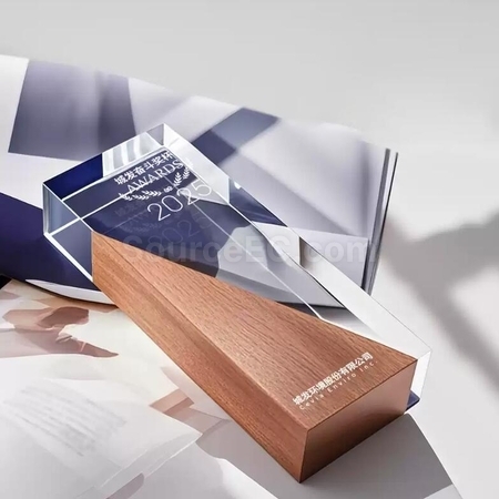 Customization Solid Wood Crystal Trophy Corporate Gifts