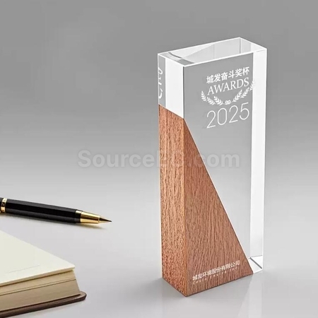 Customization Solid Wood Crystal Trophy Corporate Gifts