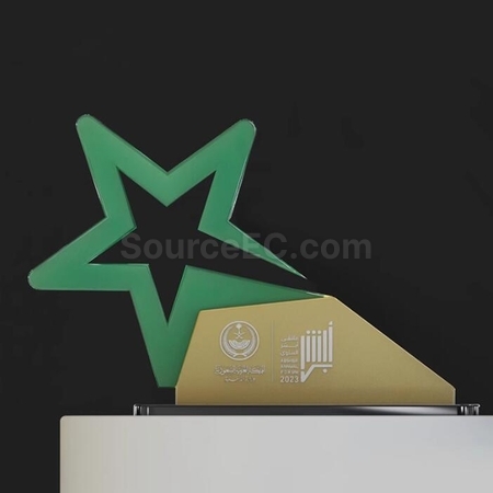 Customization Green Star Crystal Acrylic Trophy Corporate Gifts