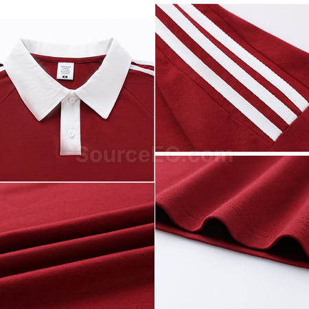 Customization Color-Blocked Three-Striped Polo Shirt Corporate Gifts