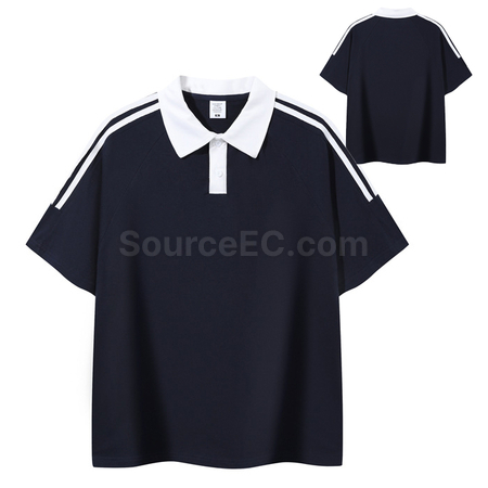Customization Color-Blocked Three-Striped Polo Shirt Corporate Gifts