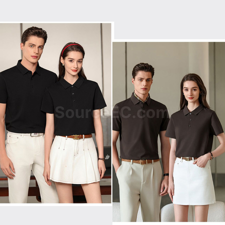 Customization Jacquard Cotton Seamless Solid Color Polo Shirt Corporate Gifts