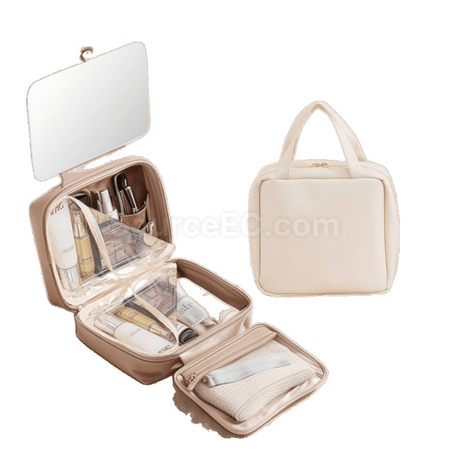 Large-Capacity Makeup Bag With Mirror