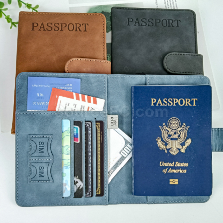 Customization RFID Anti-theft PU Magnetic Snap Passport Cover Corporate Gifts