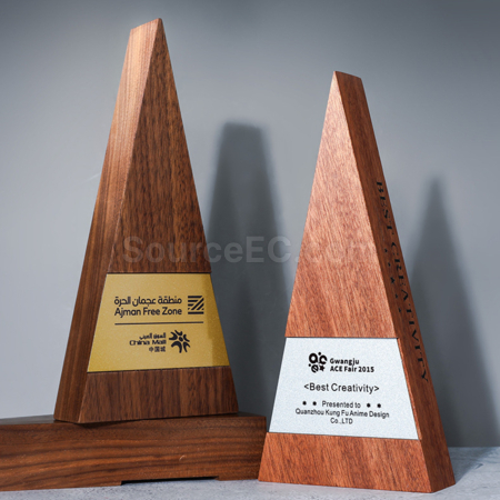 Customization Solid Wood Triangle Trophy Corporate Gifts