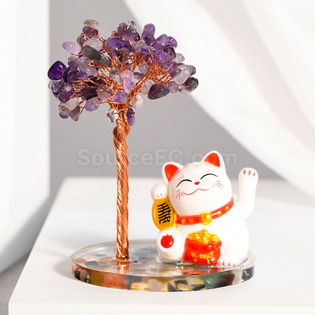 Customization Lucky Cat Crystal Tree Corporate Gifts