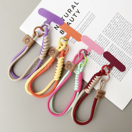 Customization Contrast color woven mobile phone lanyard keychain Corporate Gifts