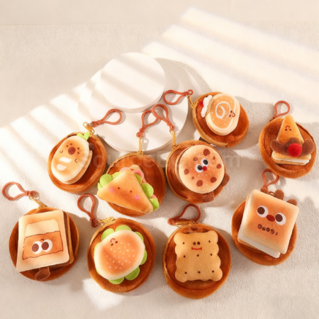 Plush hamburger coin purse pendant keychain