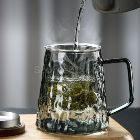 Customization Glass tea cup with separate tea and water compartments for brewing Corporate Gifts
