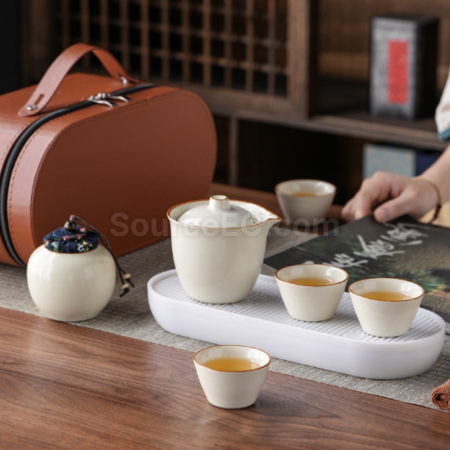 Customization Ru Kiln Travel Tea Set Corporate Gifts