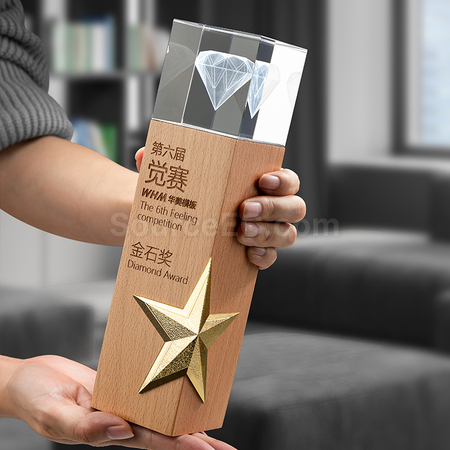 Customization Wooden Crystal Trophy Corporate Gifts