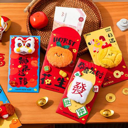 Customization 3D Embroidery Plush Doll Red Envelope Corporate Gifts