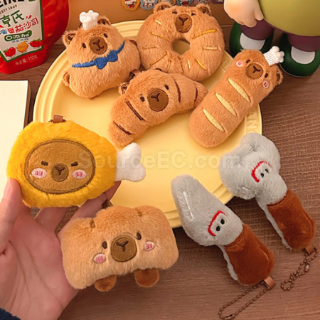 Capybara Bread Plush Doll Pendant Keychain