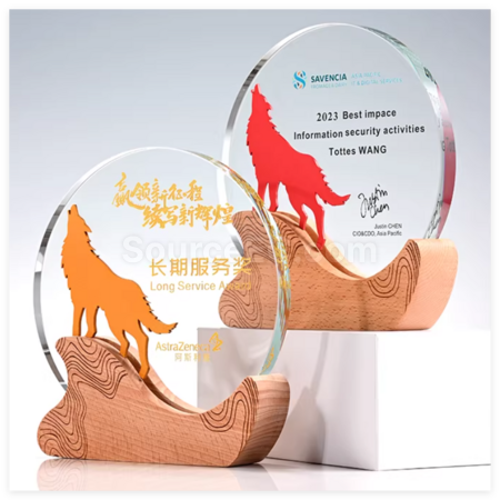 Customization Creative Solid Wood Crystal Trophy Corporate Gifts
