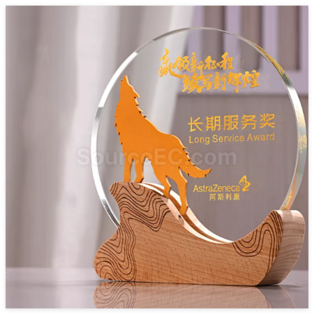 Customization Creative Solid Wood Crystal Trophy Corporate Gifts