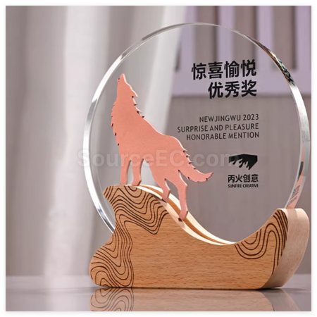 Customization Creative Solid Wood Crystal Trophy Corporate Gifts