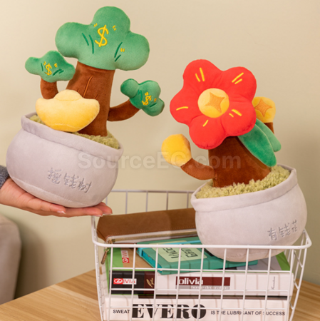 Customization Potted fortune tree plush toy Corporate Gifts