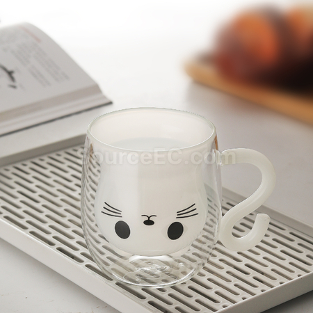 Customization Cat Double-walled Glass Cup Corporate Gifts