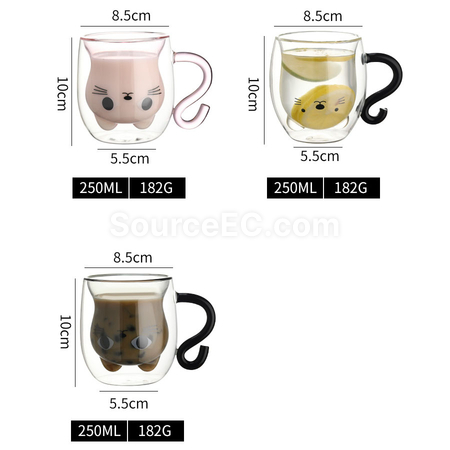 Customization Cat Double-walled Glass Cup Corporate Gifts
