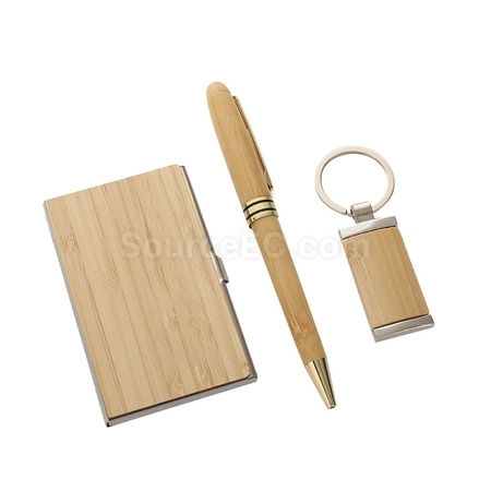 Customization Wood Key Chain Business Card Clip Pen Set Corporate Gifts