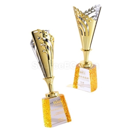 Cutout Crystal Metal Trophy