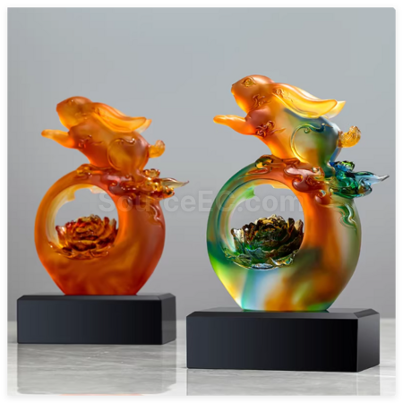 Customization Creative Ancient Glass Jade Rabbit Award Corporate Gifts
