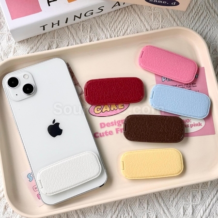 Customization Faux leather pattern phone holder folding mirror Corporate Gifts