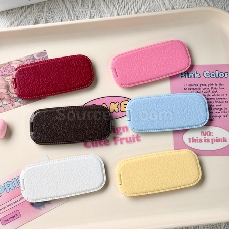 Customization Faux leather pattern phone holder folding mirror Corporate Gifts