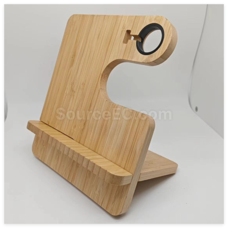 Customization Bamboo And Wood Three-In-One Wireless Charging Stand Corporate Gifts