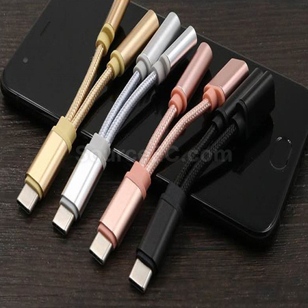Customization Type-C 2-in-1 Headphone Charging Adapter Corporate Gifts