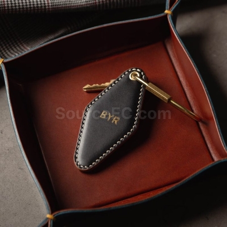Customization Double-Sided Diamond PU Leather Keychain Corporate Gifts