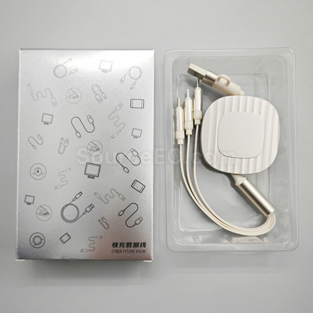 Customization 140W 2-in-1-to-3 Retractable Fast Charging Data Cable Corporate Gifts