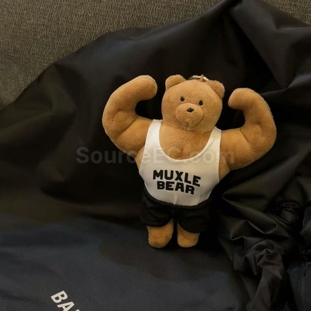Muscular bear doll keychain pendant