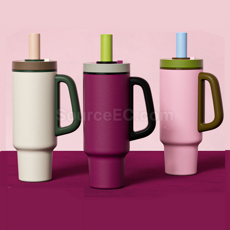 Stainless steel ceramic straw tumbler