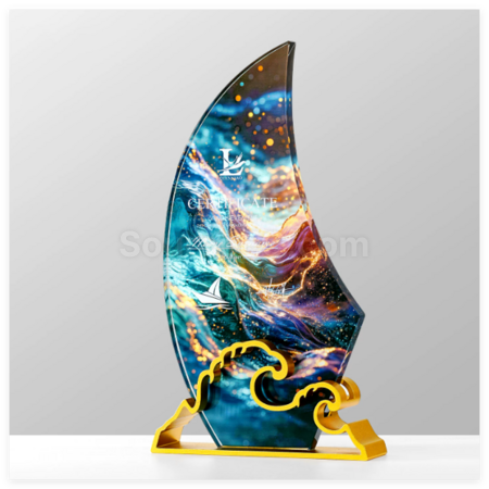 Customization Sailing Ship Crystal Metal Trophy Corporate Gifts