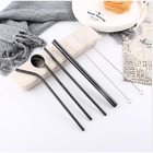 Stainless steel straw set