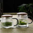 Glass tea cup with tea and water separation function for making tea