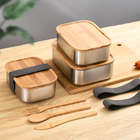 304 Stainless Steel Bamboo Lid Lunch Box